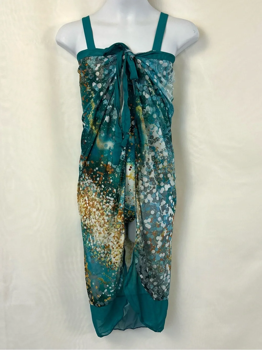 New Girls One Piece Swimsuit and Matching Sarong Wrap Set / Size 9-10 Youth